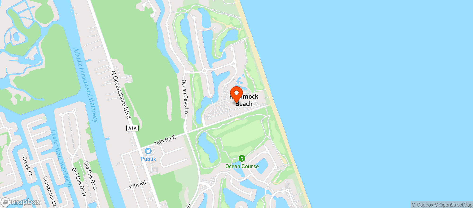 Map showing CLUB AT HAMMOCK BEACH