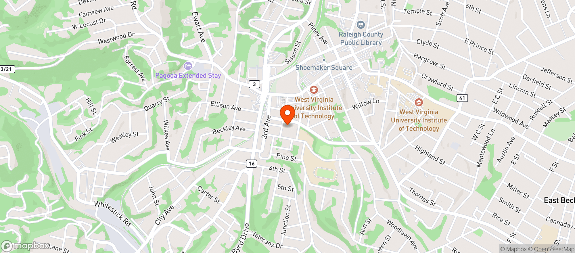 Map showing B & B Discount Store