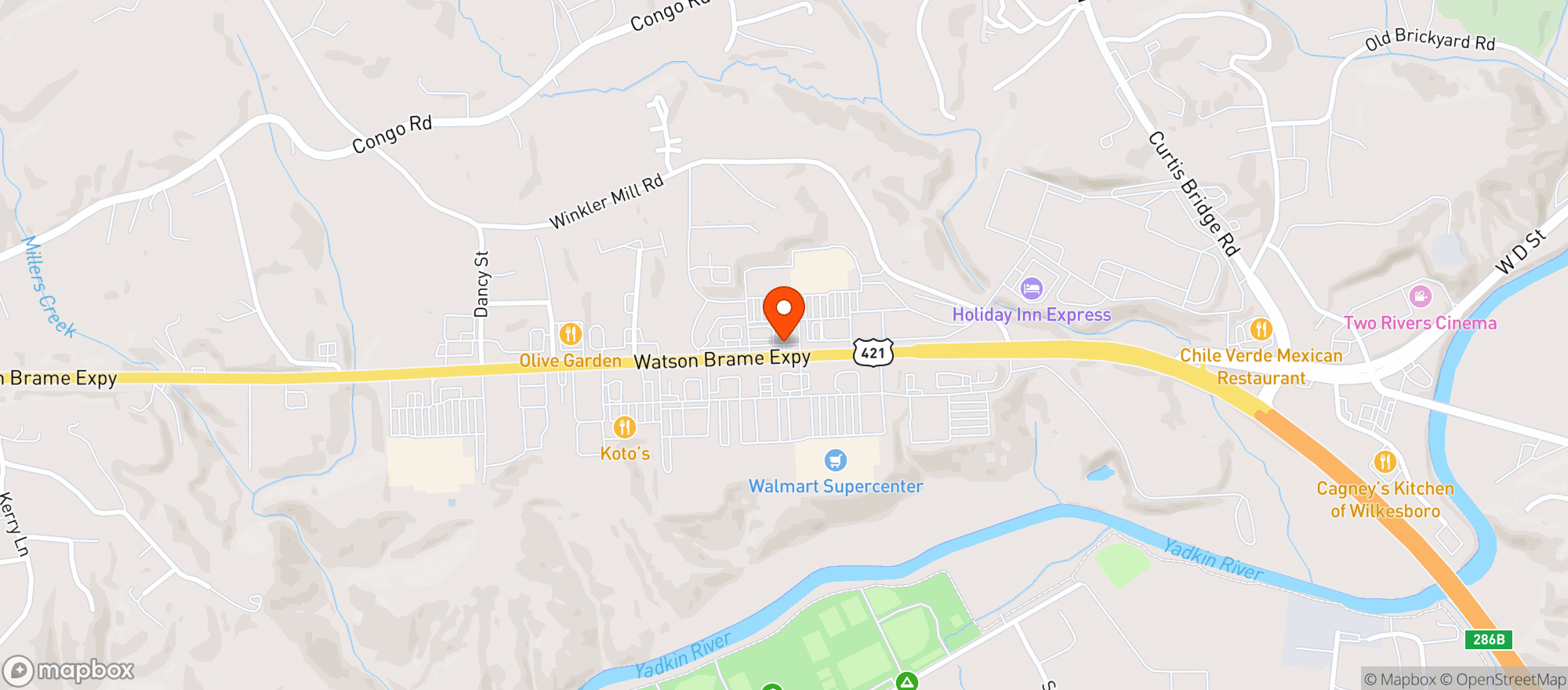 Map showing Lowes Foods