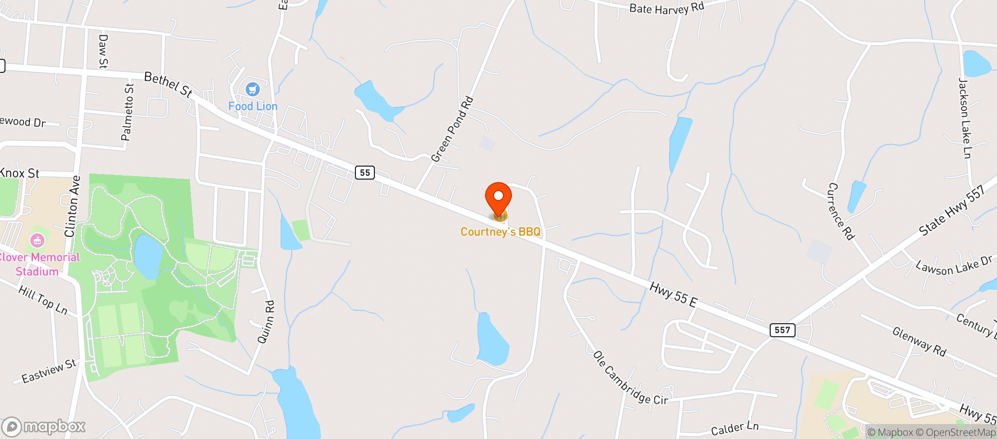 Map showing Courtneys Barbeque