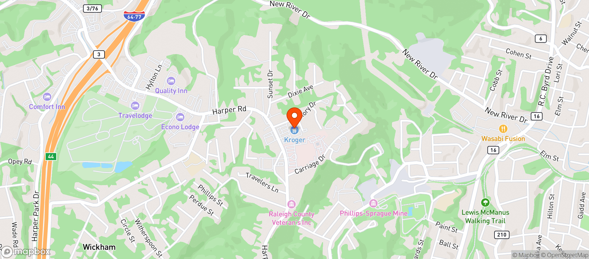 Map showing Kroger