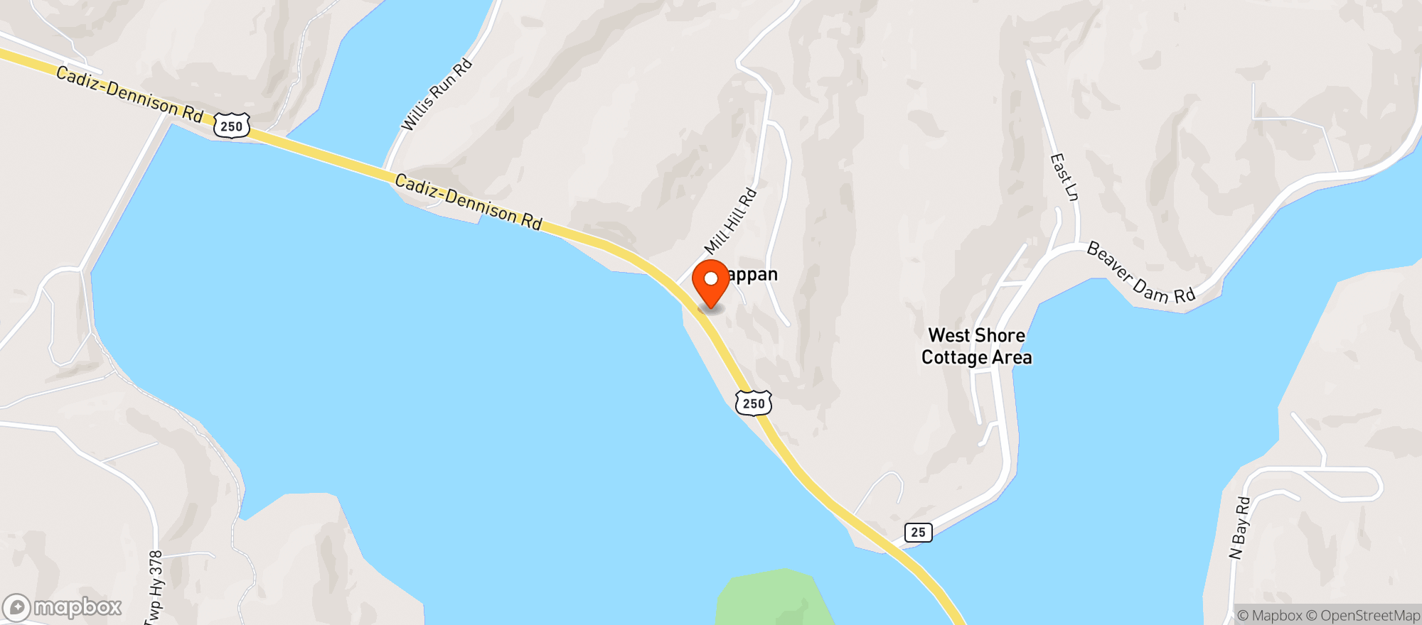 Map showing Tappan Lakeside Store