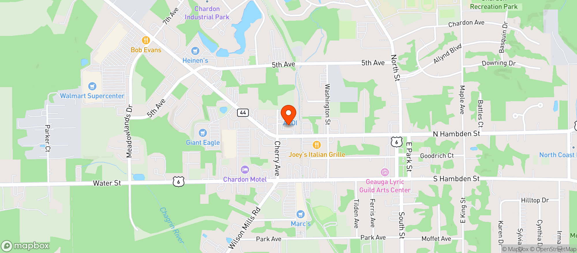 Map showing Cvs