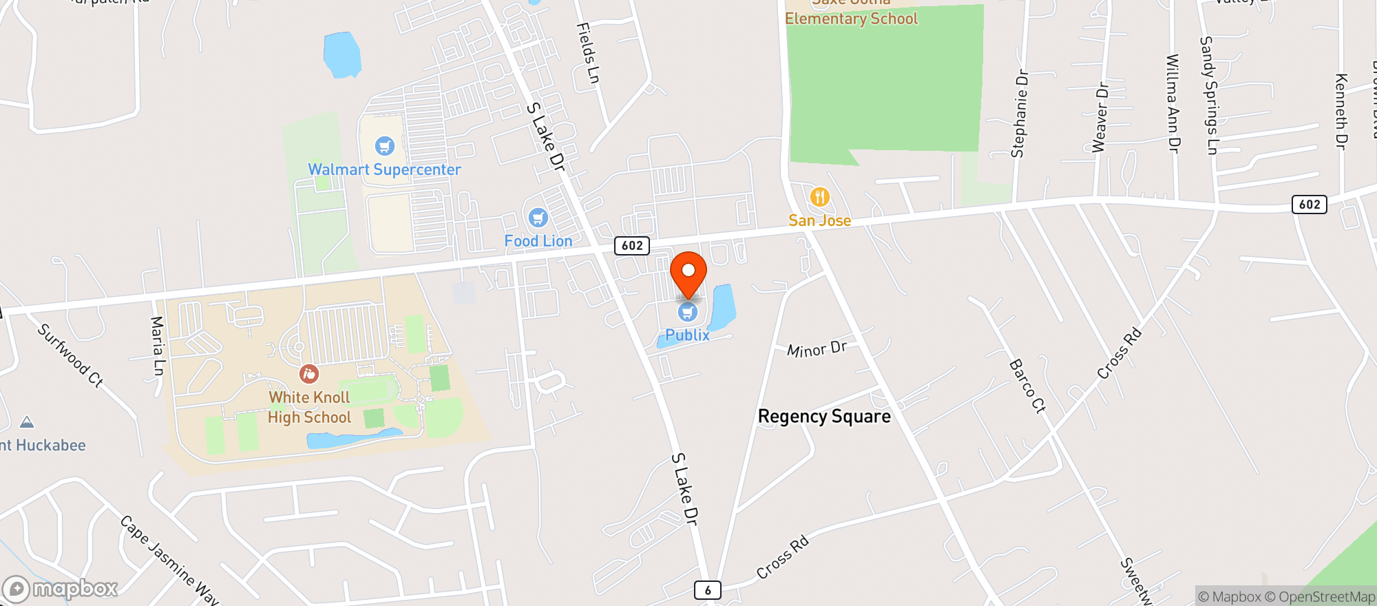 Map showing Publix