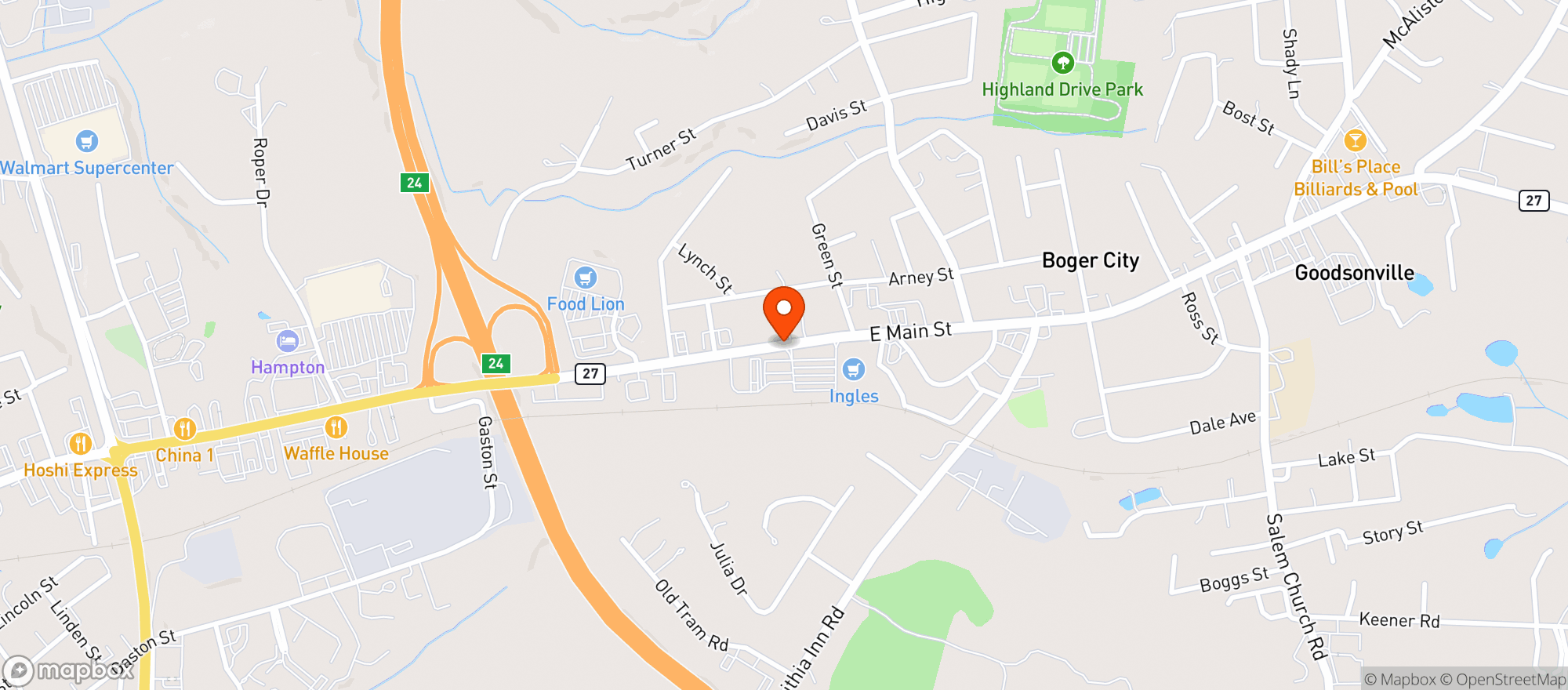 Map showing Ingles Supermarket