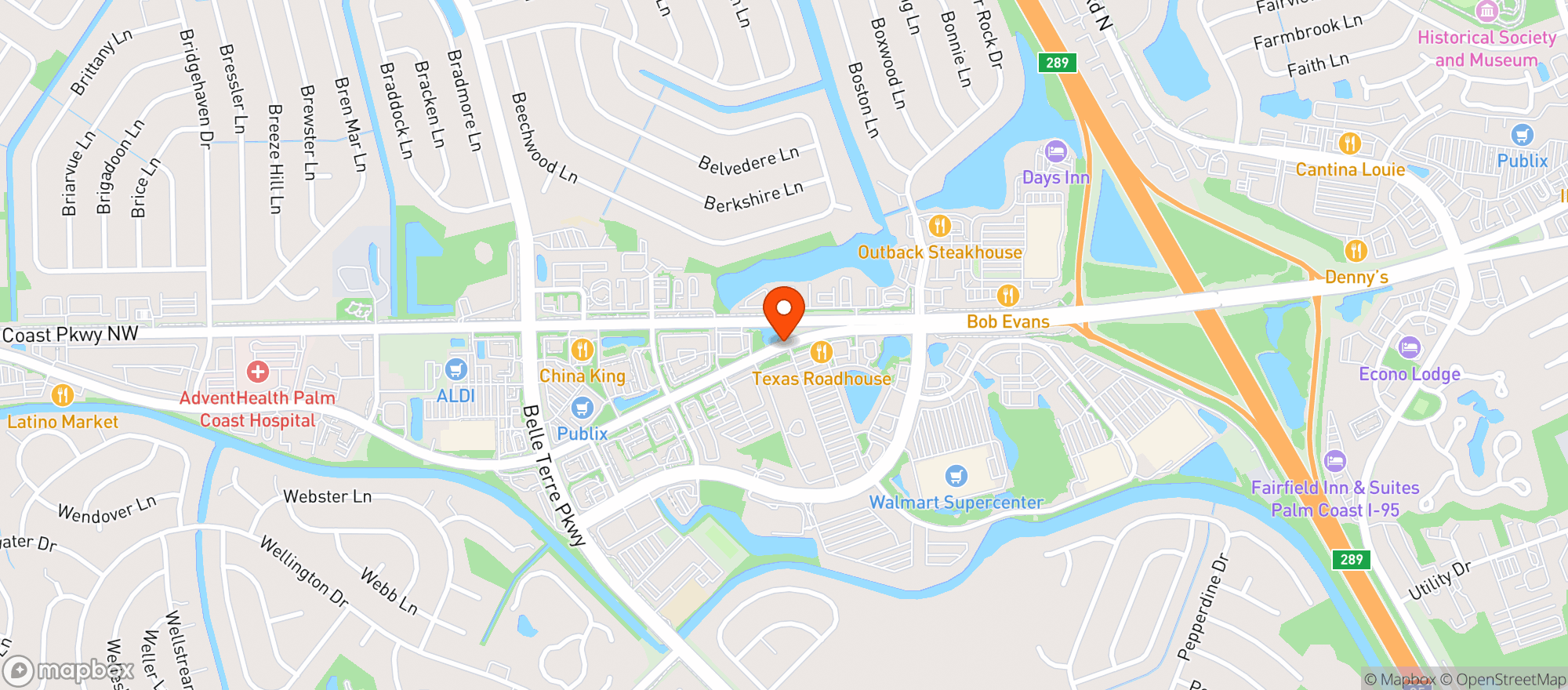 Map showing Texas Roadhouse
