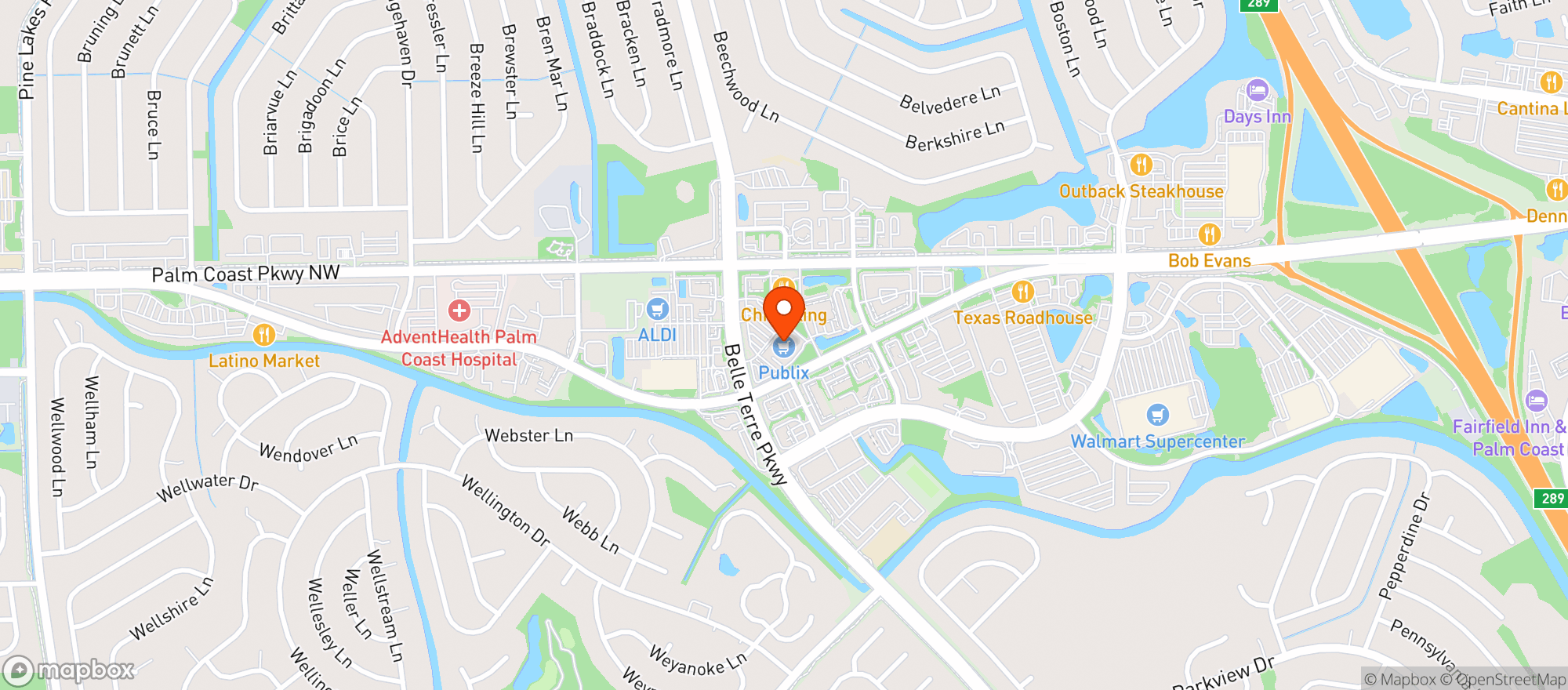 Map showing Publix