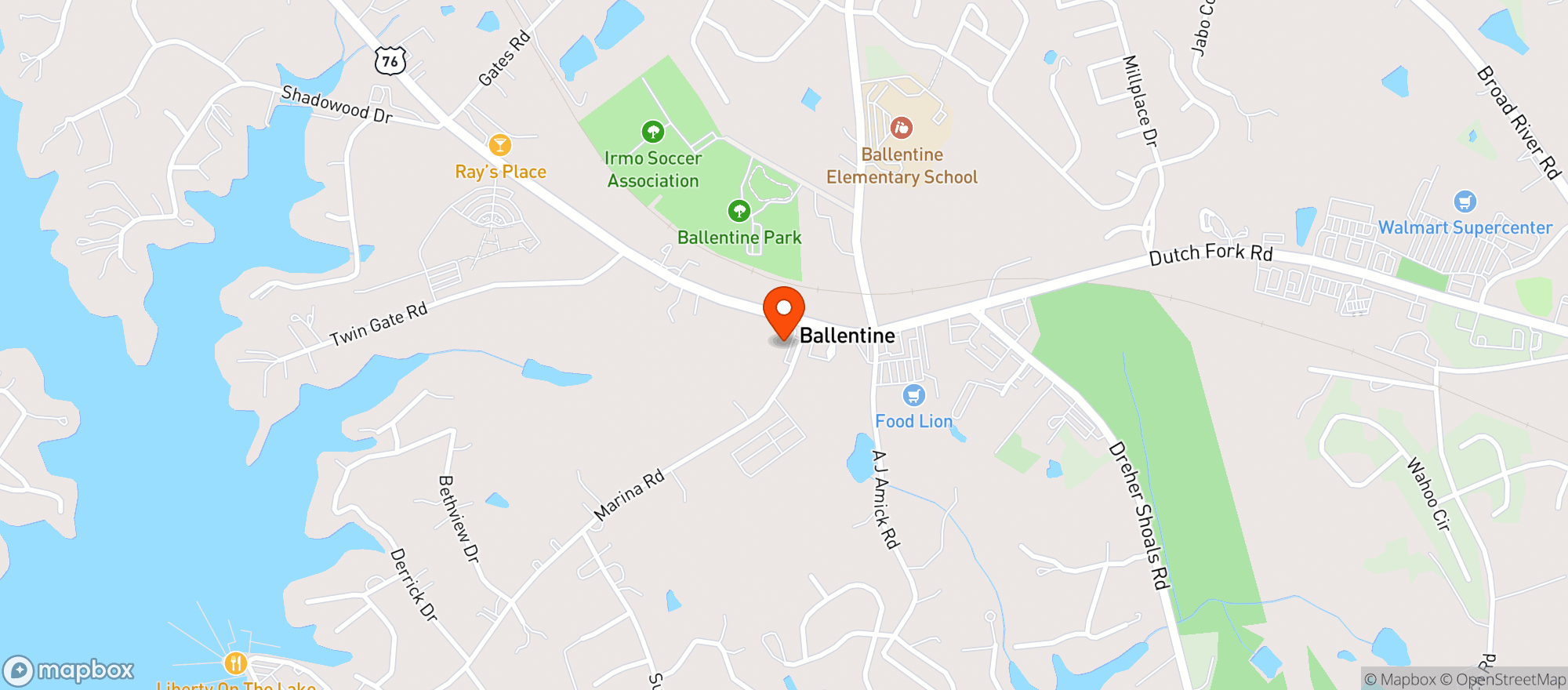 Map showing Carolina Wings