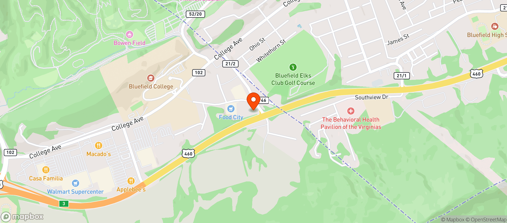 Map showing FOOD CITY - BLUEFIELD