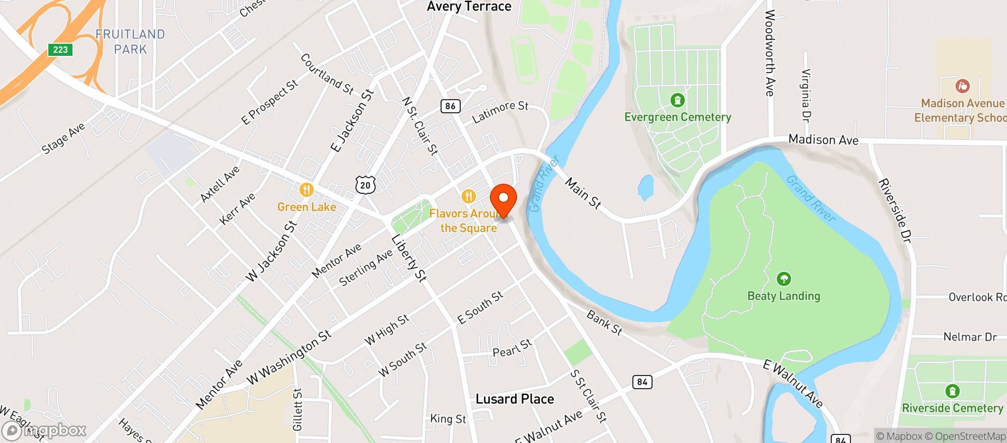 Map showing Ohio Contract Liquor