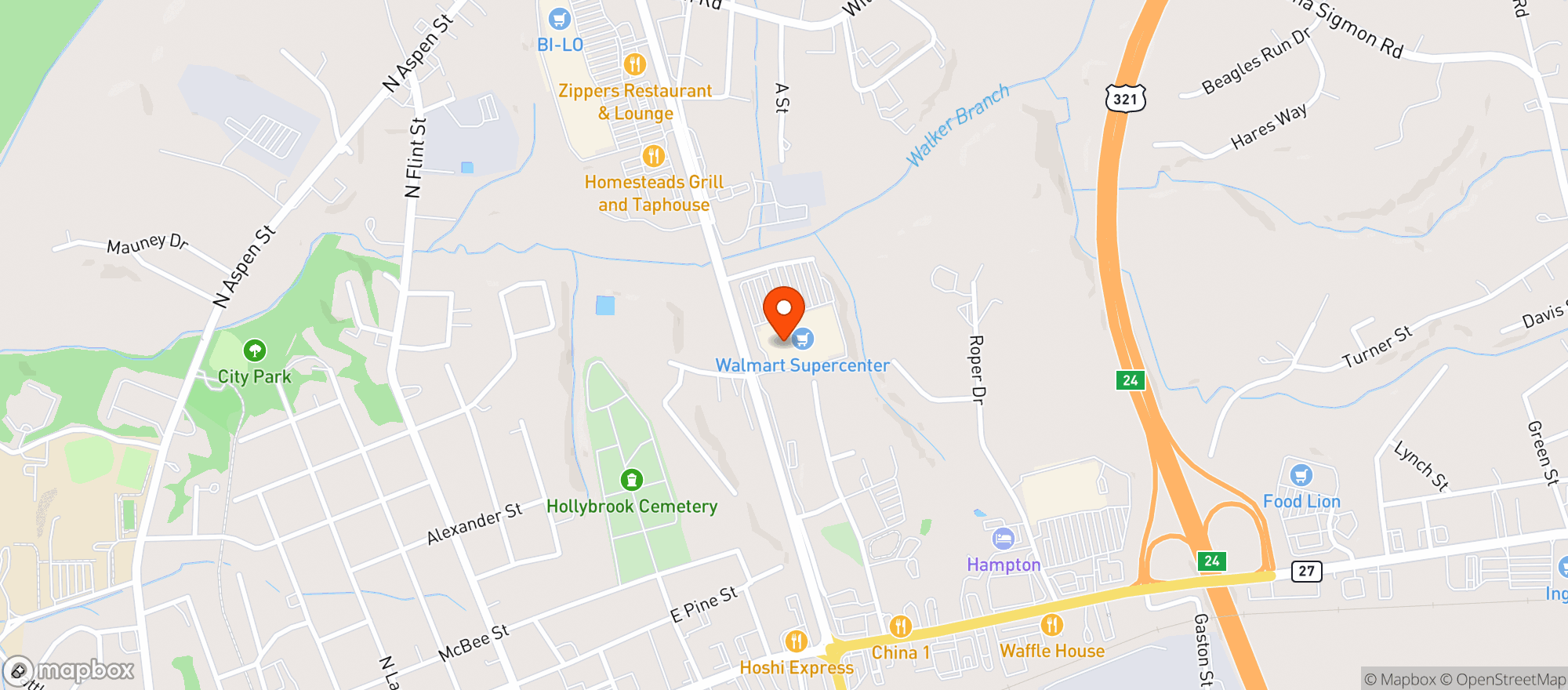Map showing Walmart Supercenter