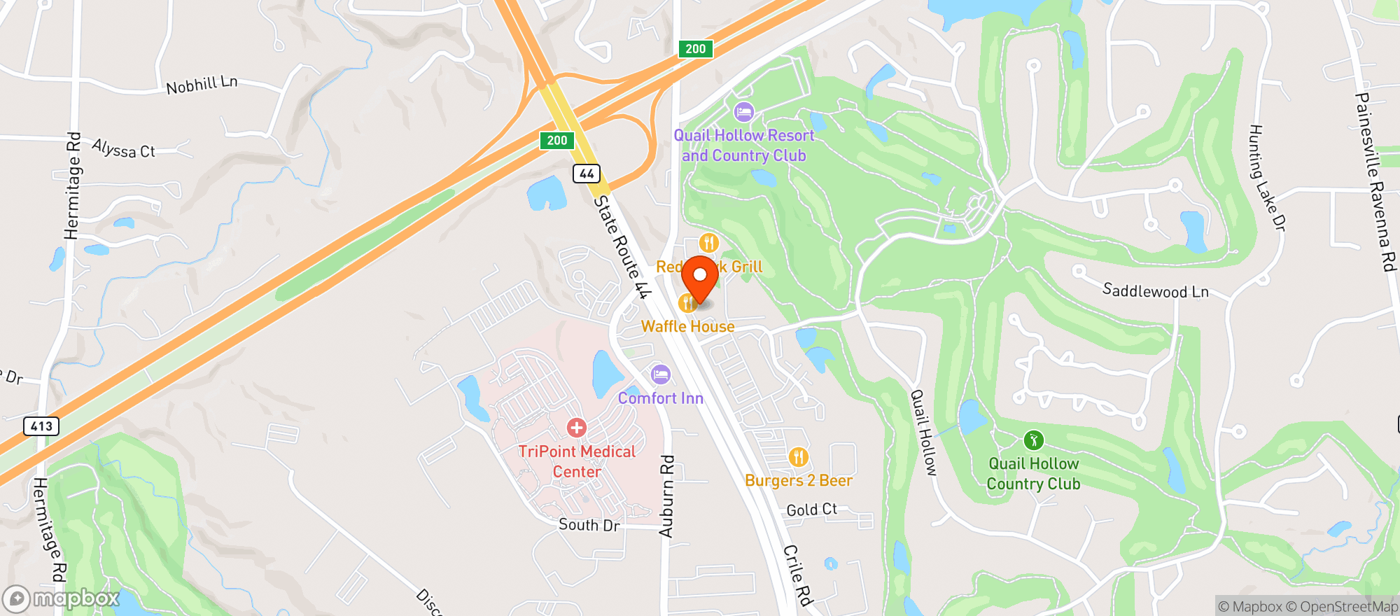 Map showing Burgers 2 Beer