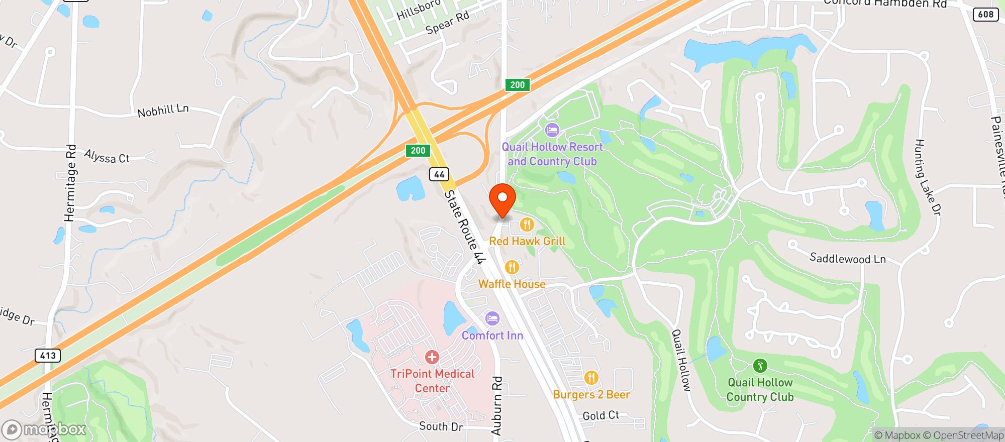 Map showing Red Hawk Grill