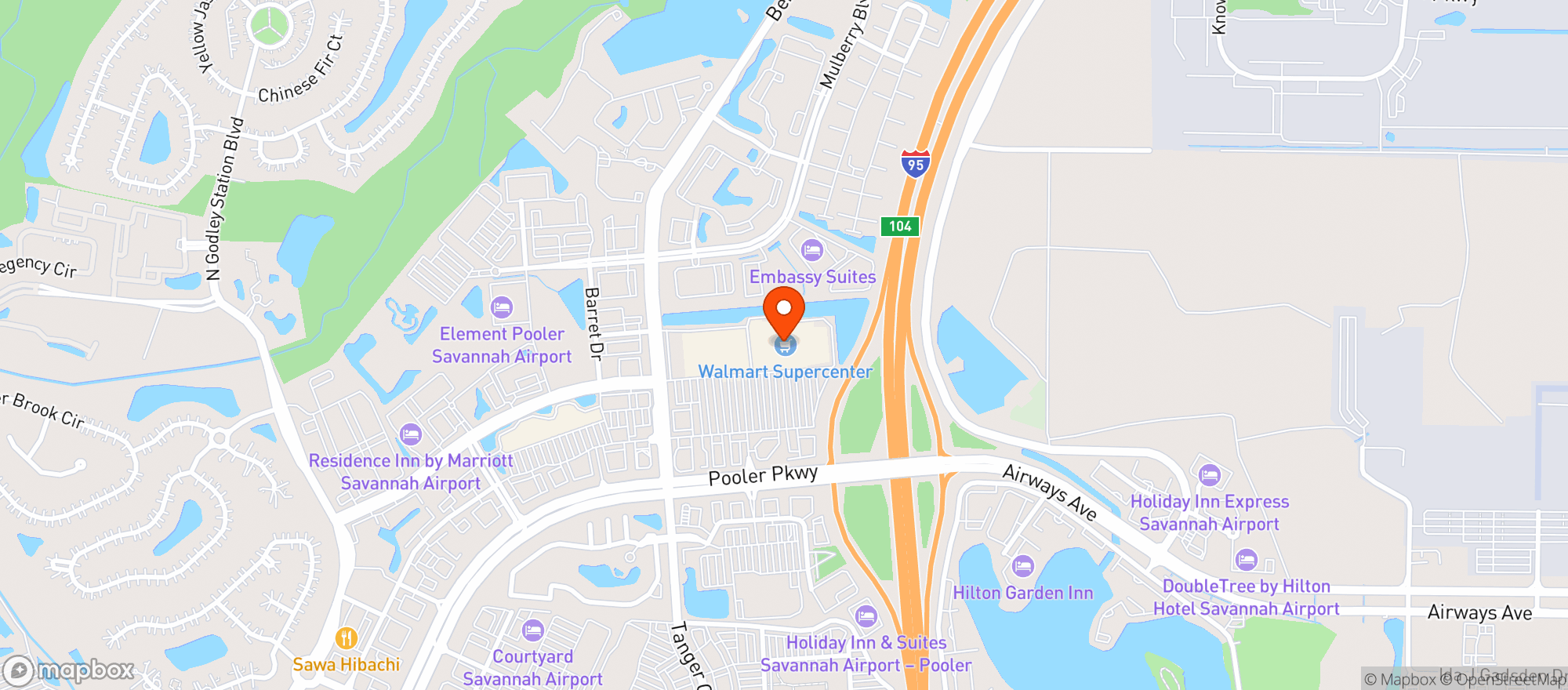 Map showing WALMART SUPERCENTER