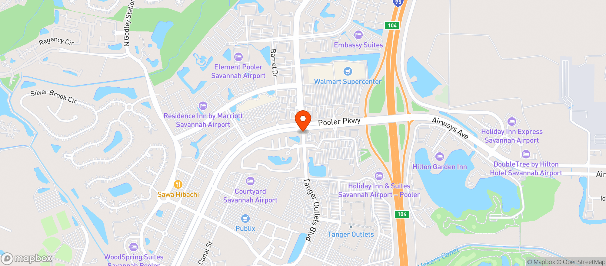 Map showing Mary Jane CBD - Pooler