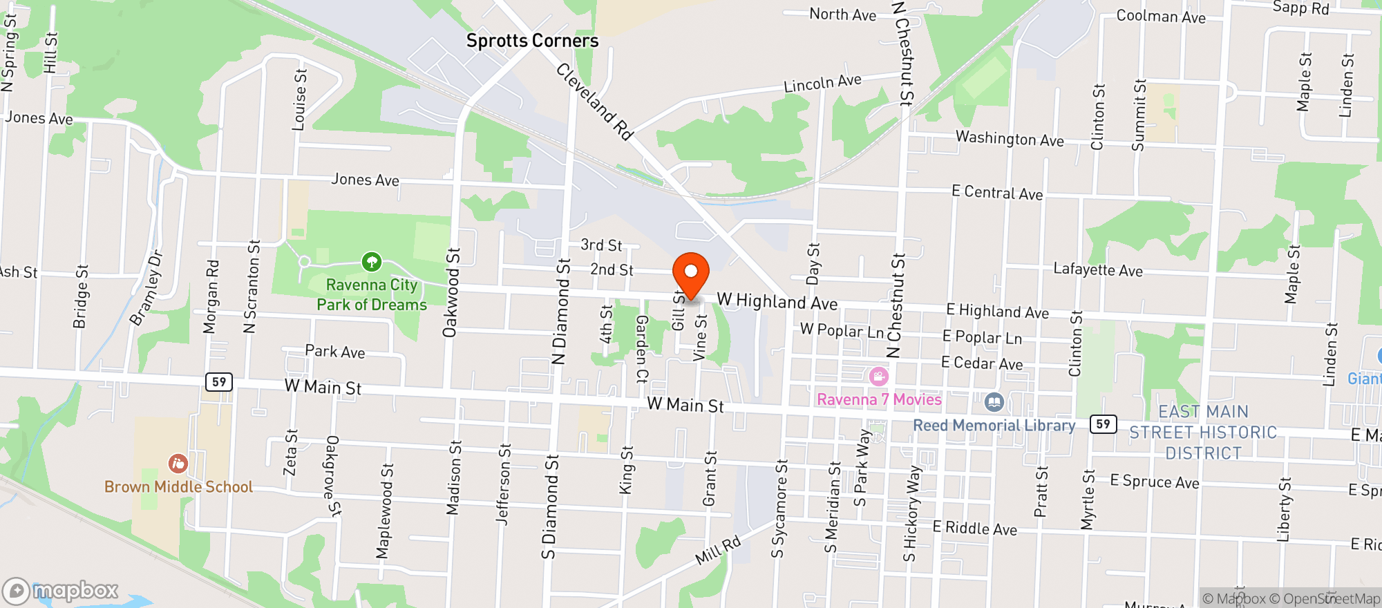 Map showing Spano's Bar (ravenna)