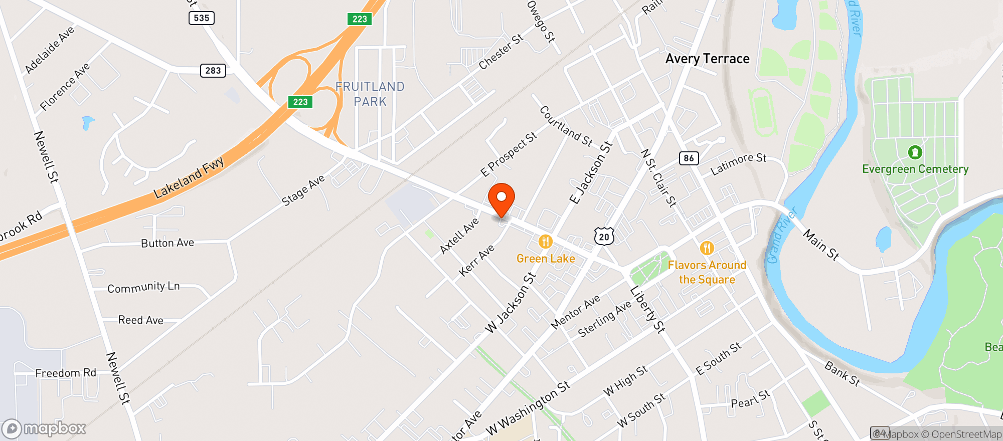 Map showing Grab N Go