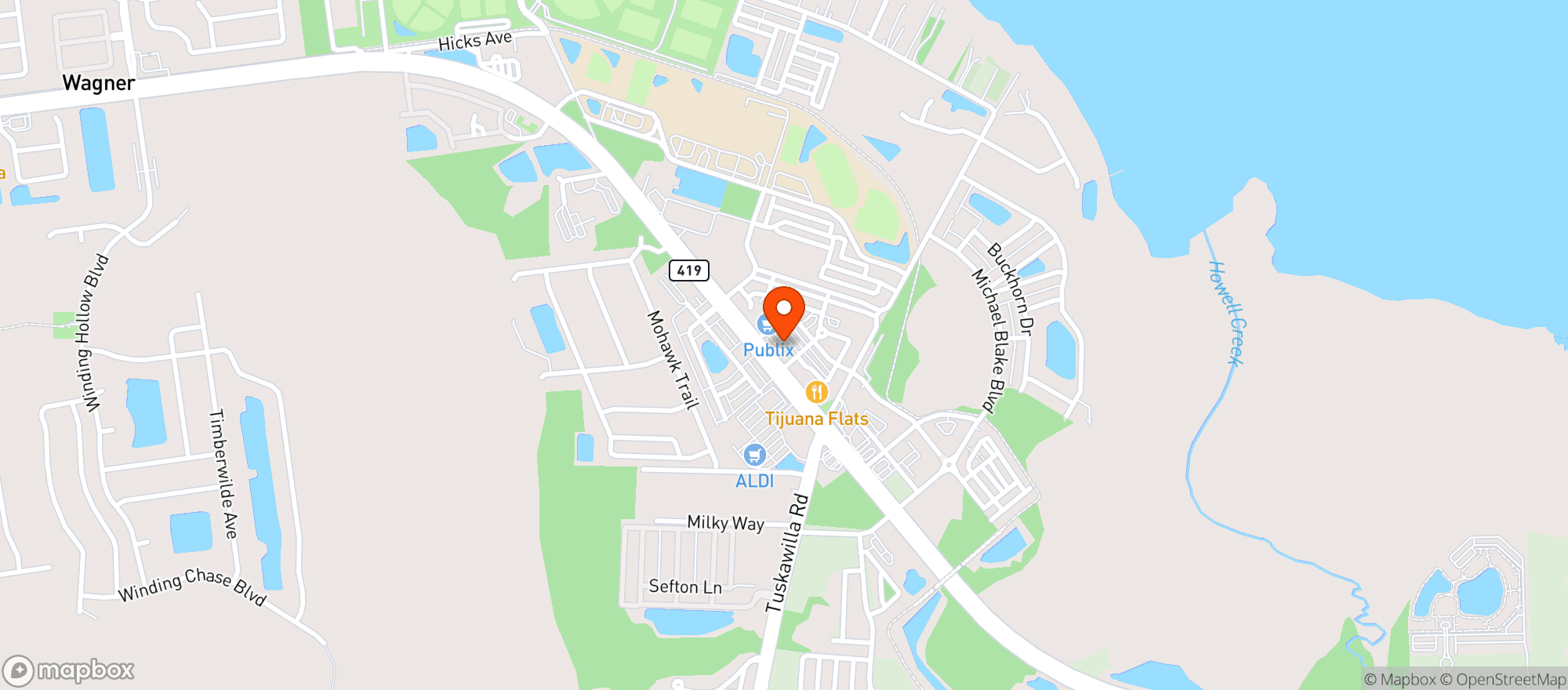 Map showing Winter Springs Liquors
