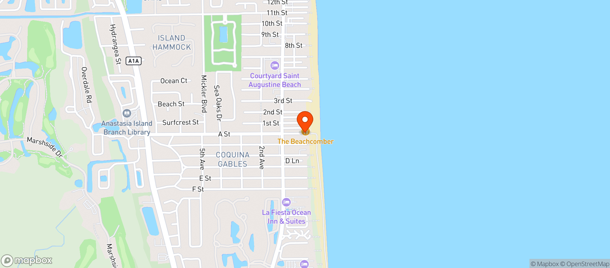 Map showing Beachcomber