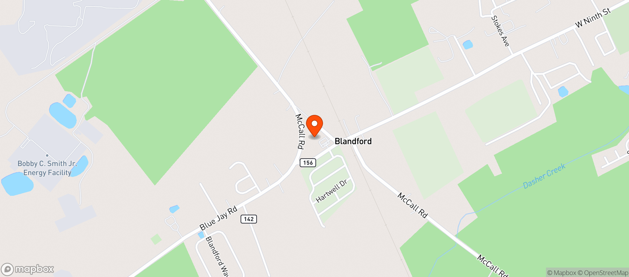Map showing Blue Jay Mart