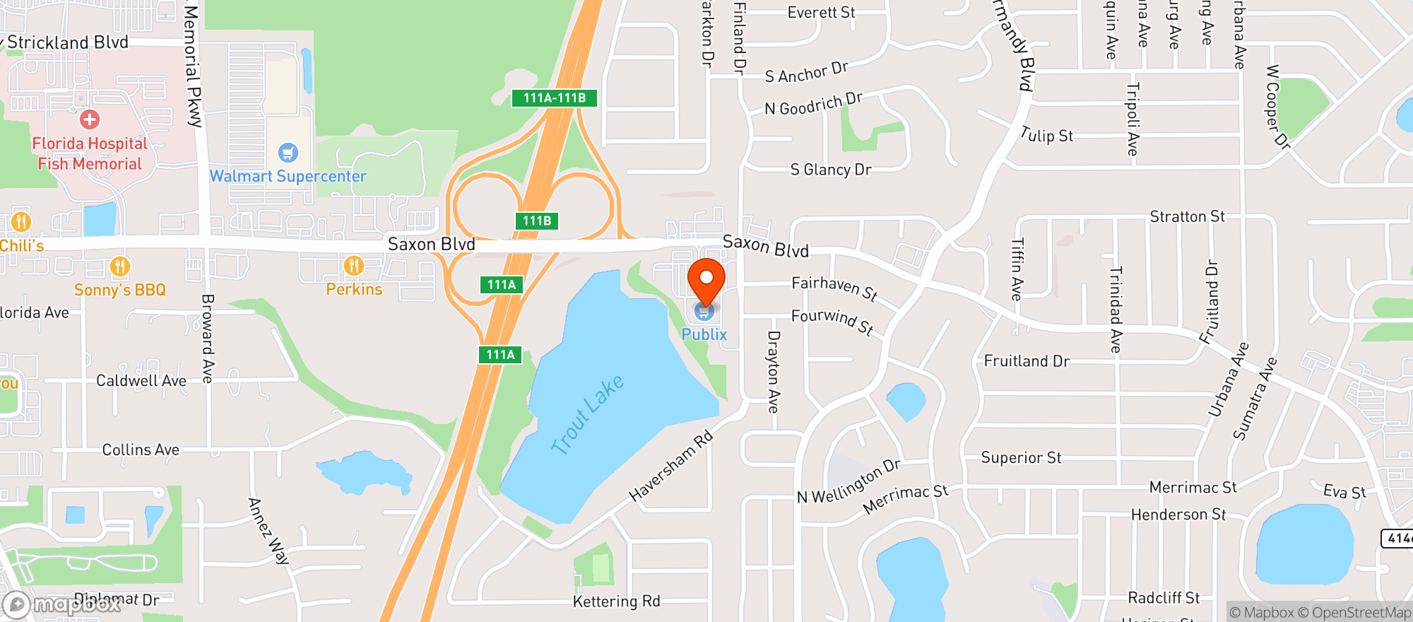 Map showing Publix