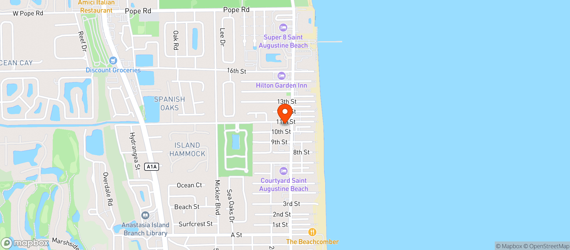 Map showing CAFE ELEVEN