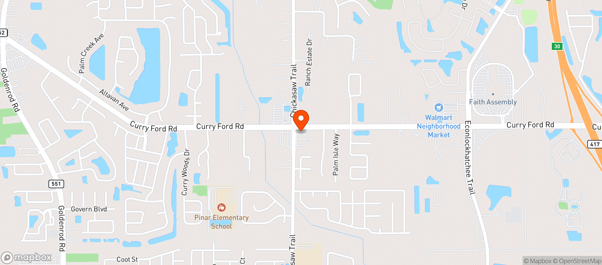 Map showing CIRCLE K (8550 CURRY FORD RD)