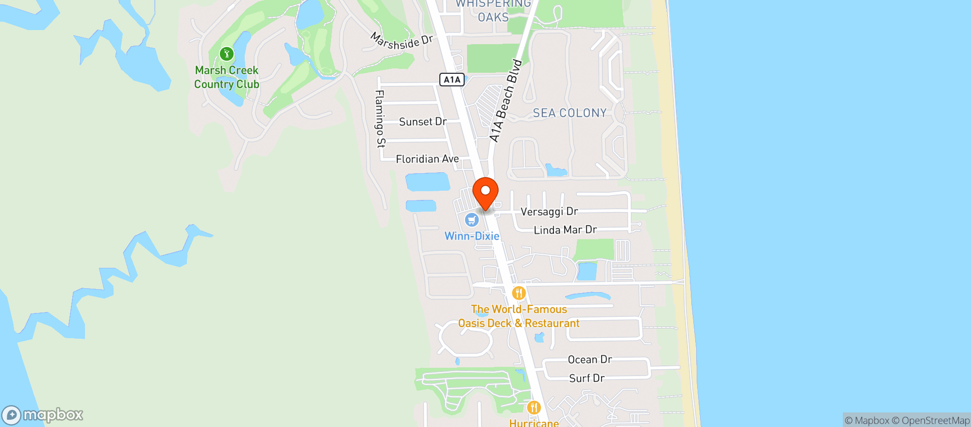 Map showing Winn Dixie - 0129