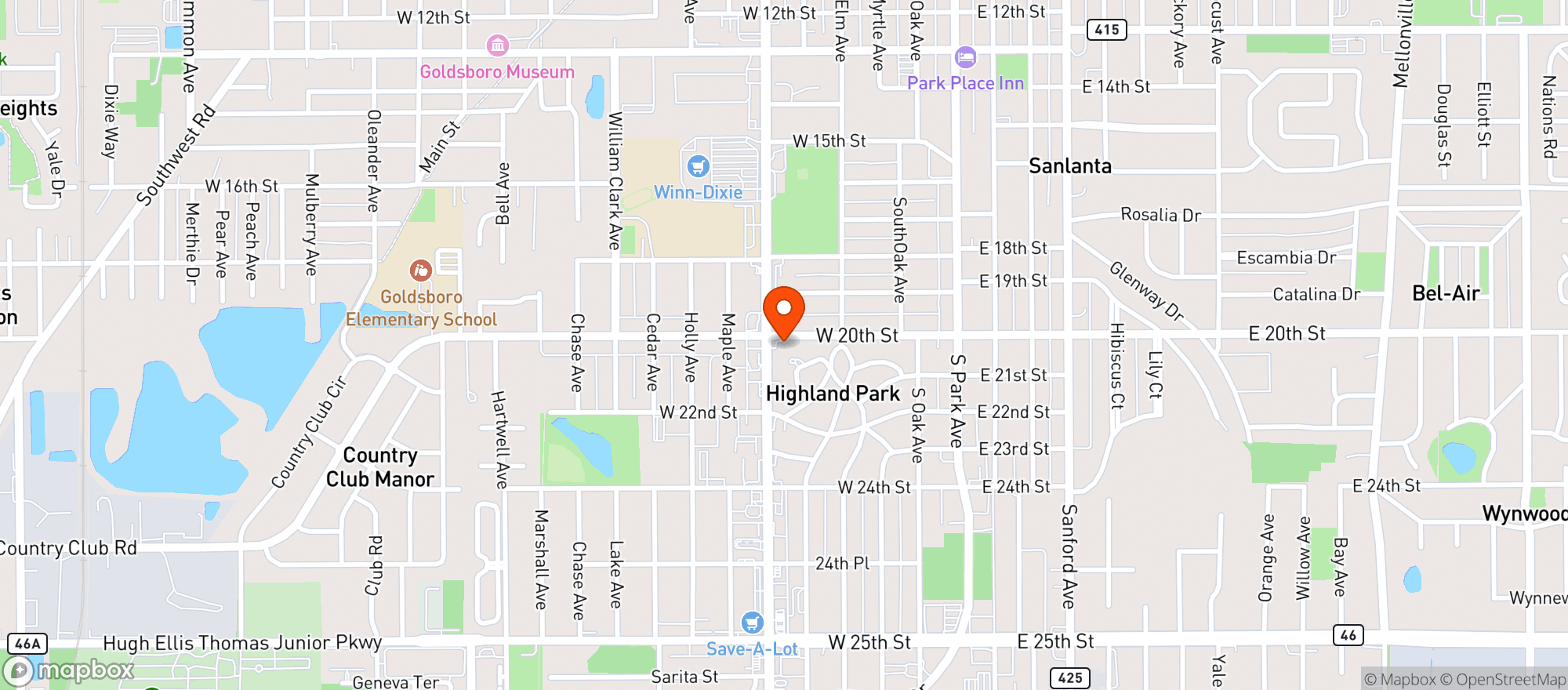 Map showing Kevin's Corner Store