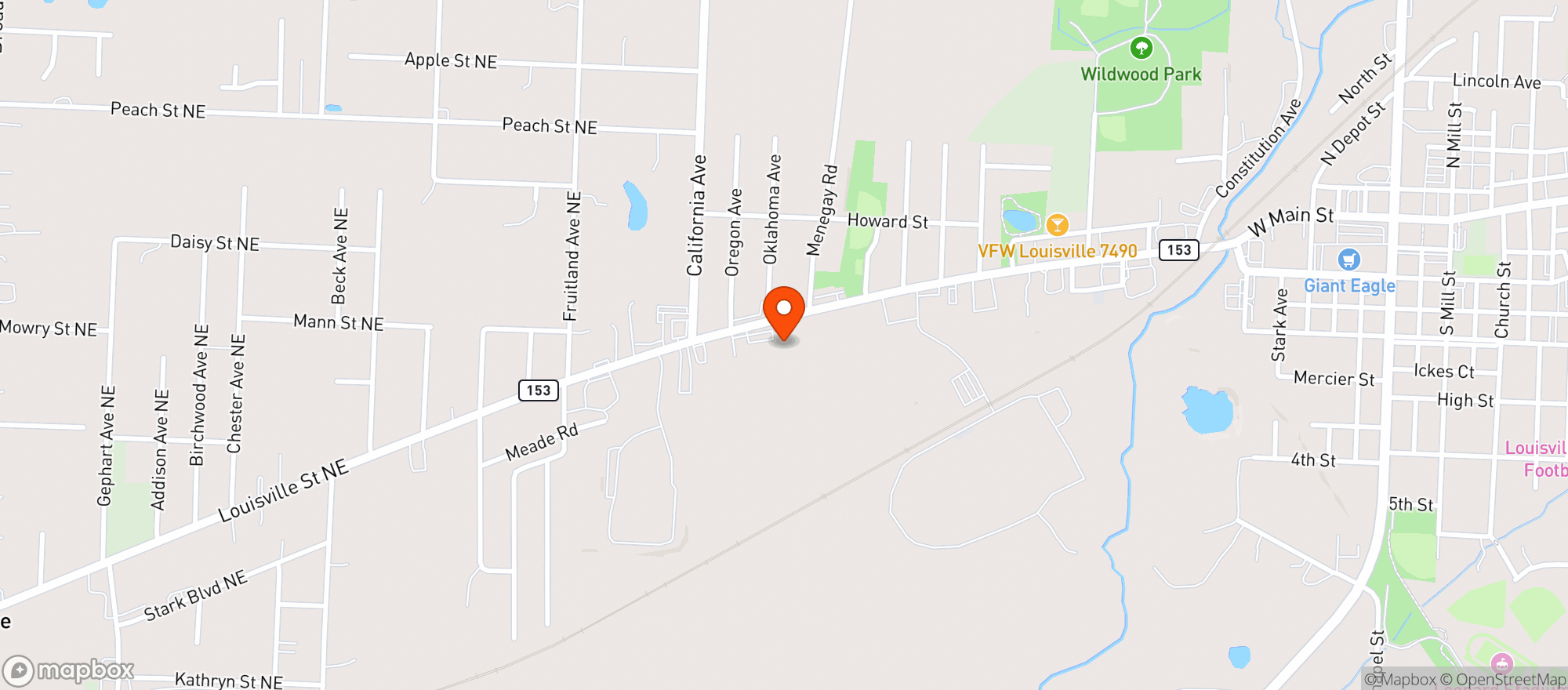 Map showing West Main Drive Thru