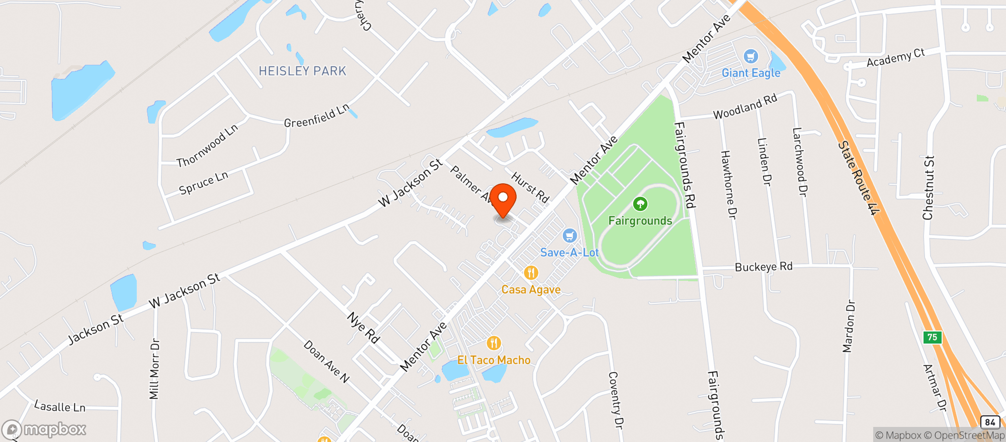 Map showing Cvs