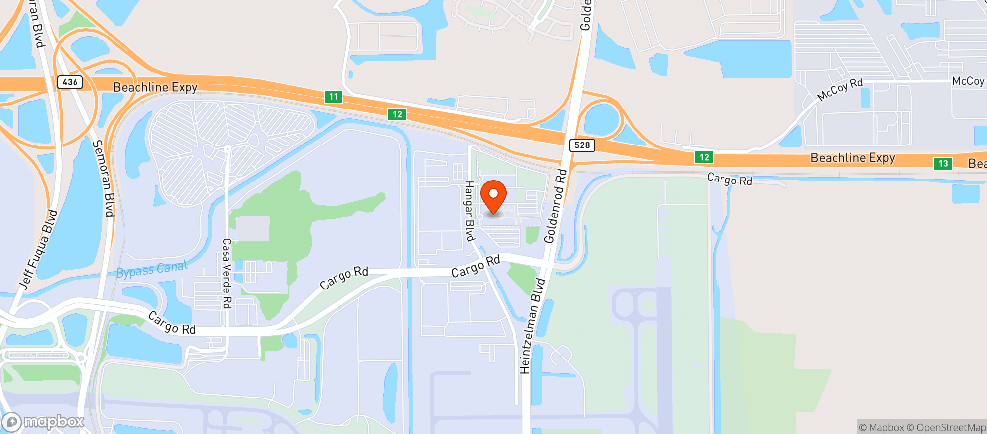 Map showing Jetblue Orlando Support