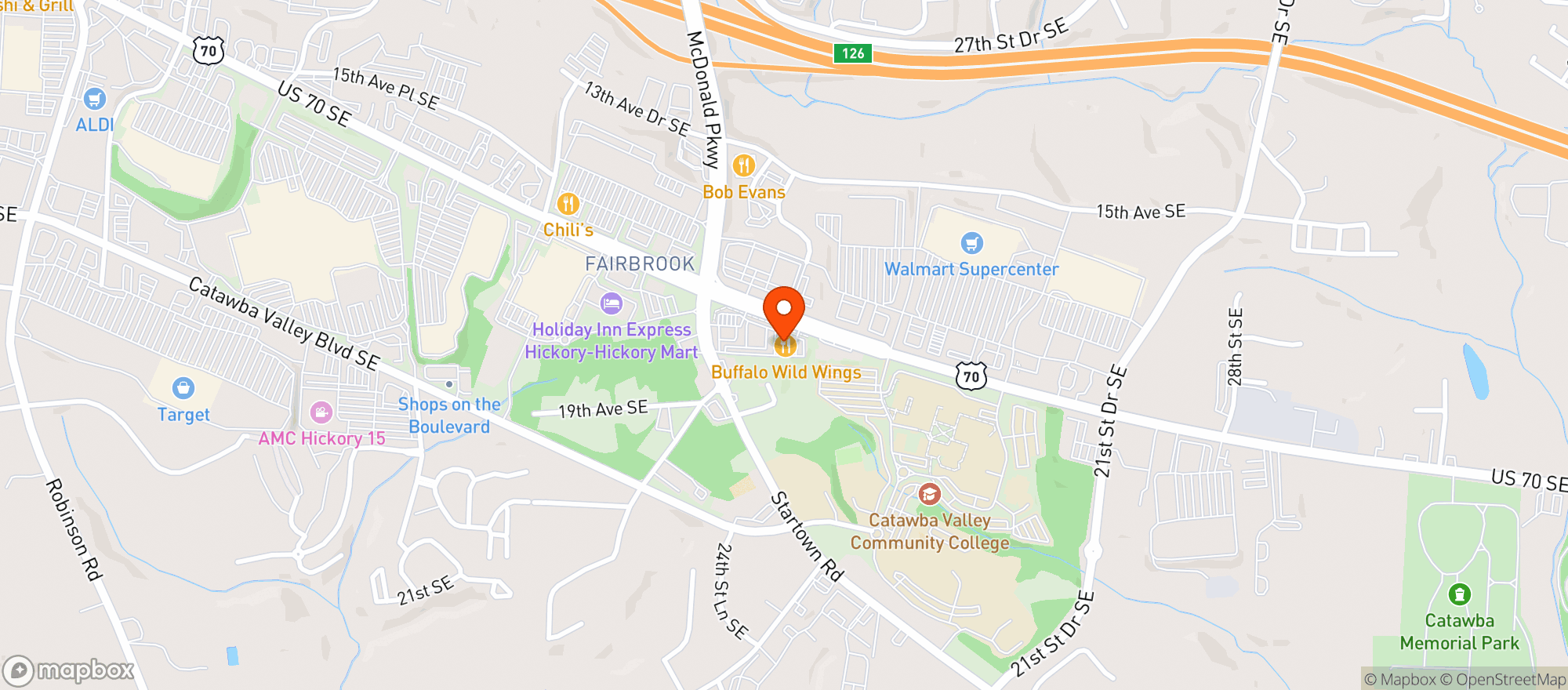 Map showing Buffalo Wild Wings Gril #388