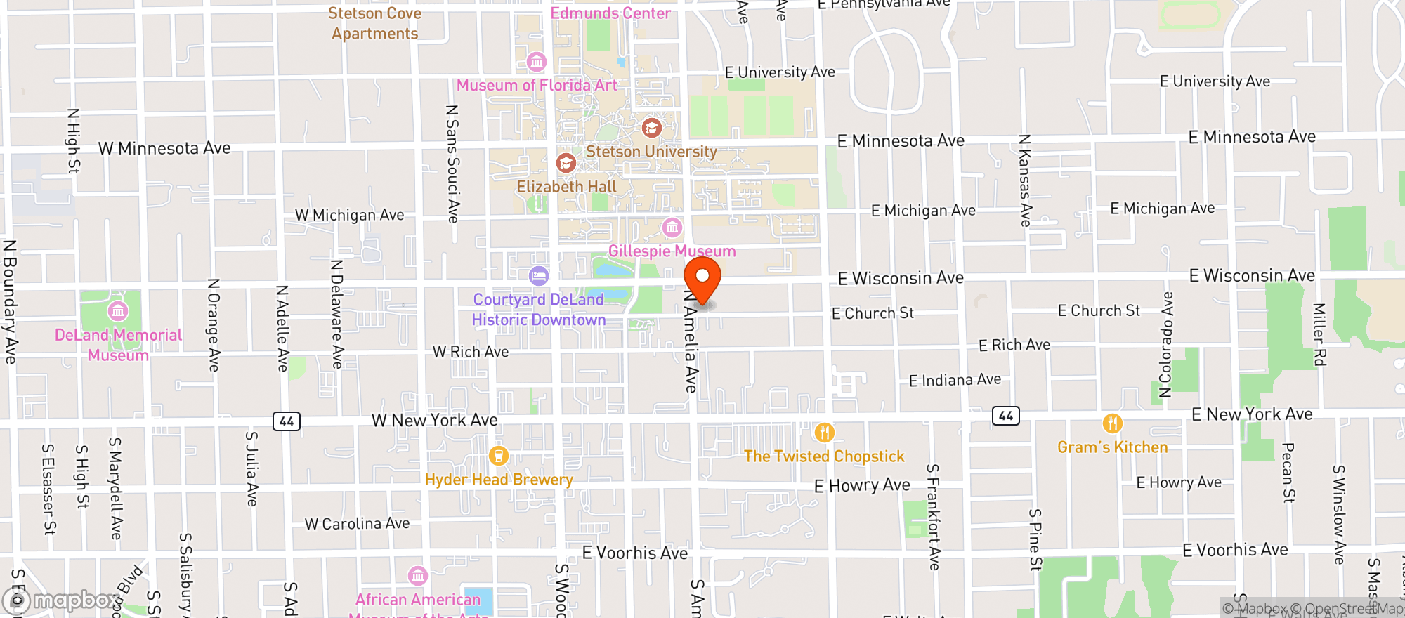 Map showing Amelia Liquors