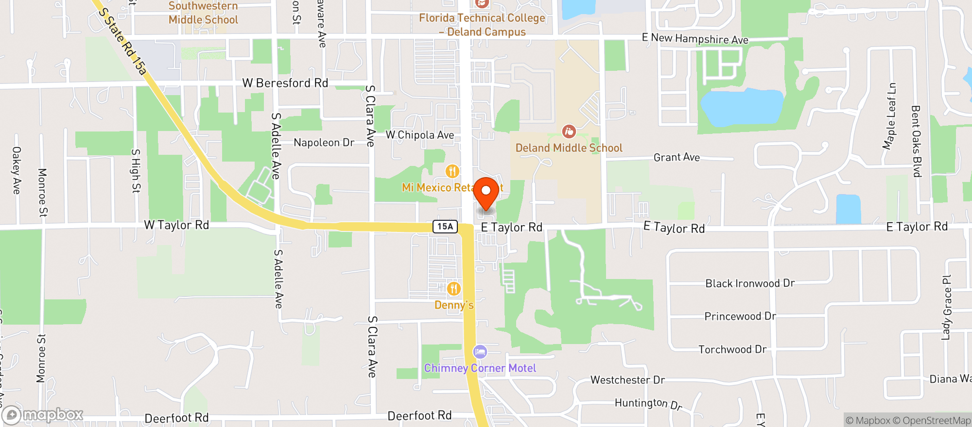 Map showing CIRCLE K (1591 S WOODLAND BLVD)