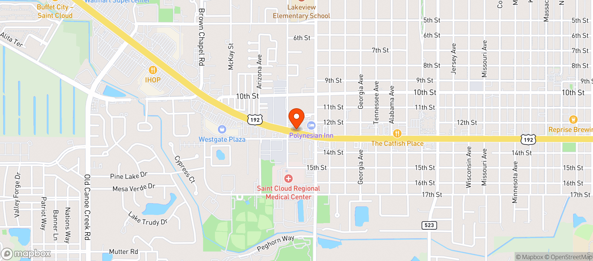 Map showing St Cloud Health Foods