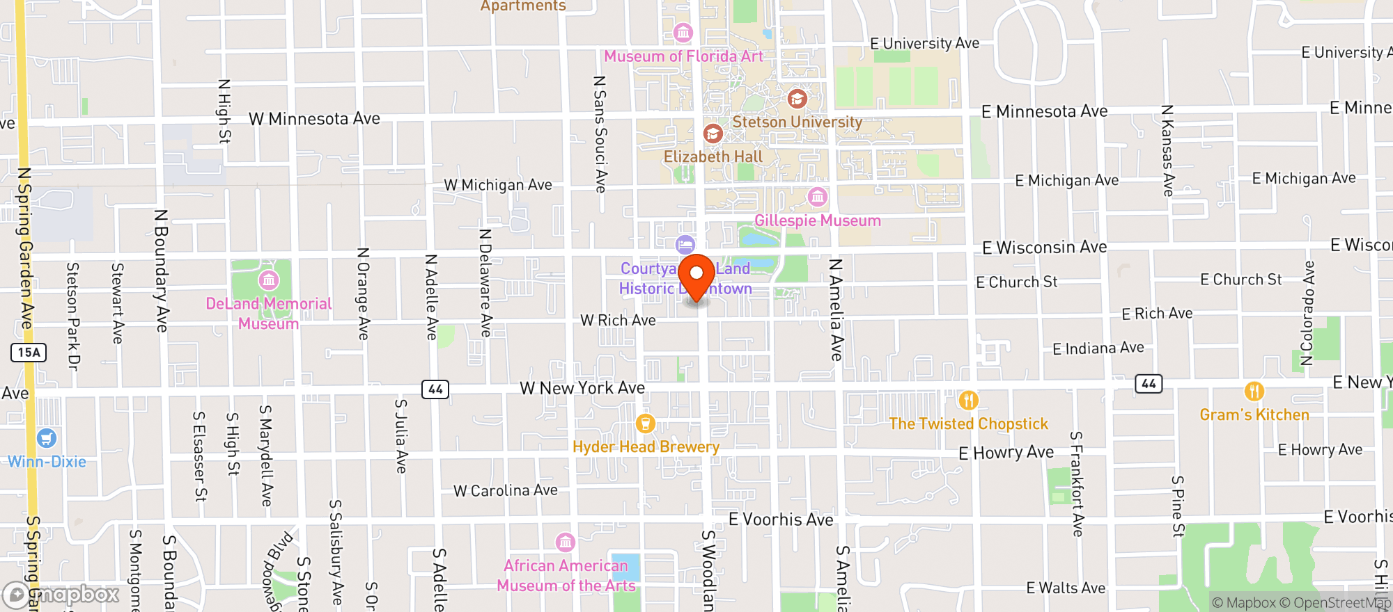 Map showing Wander Bar Cocktail Lounge
