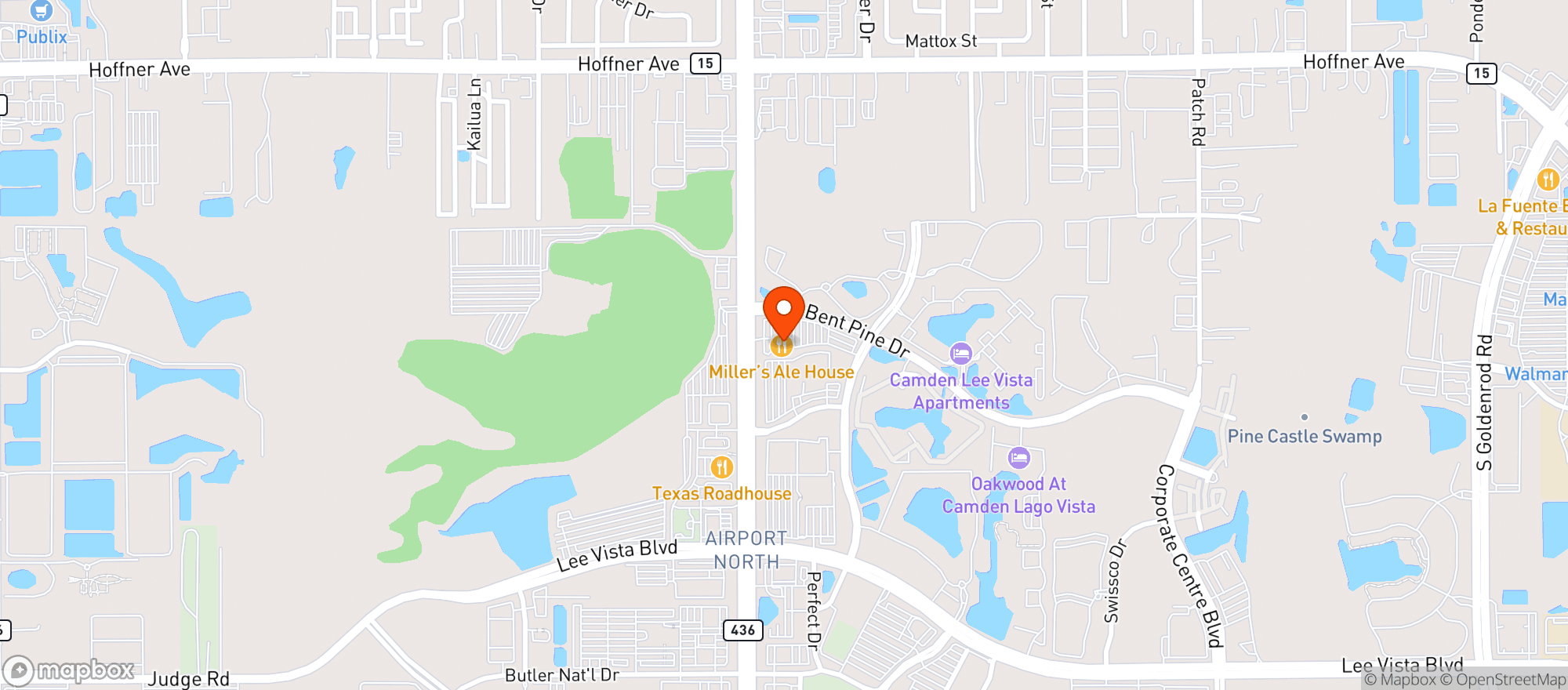 Map showing Millers Ale House