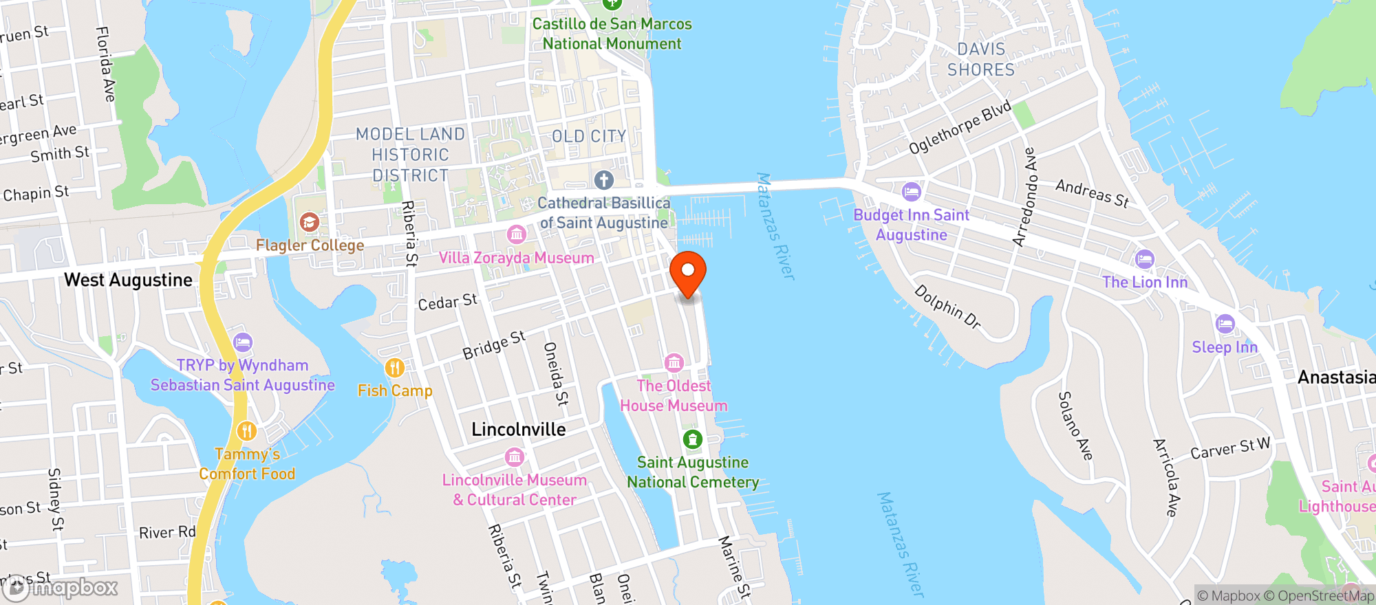 Map showing Bayfront Westcott House Bed and Breakfast