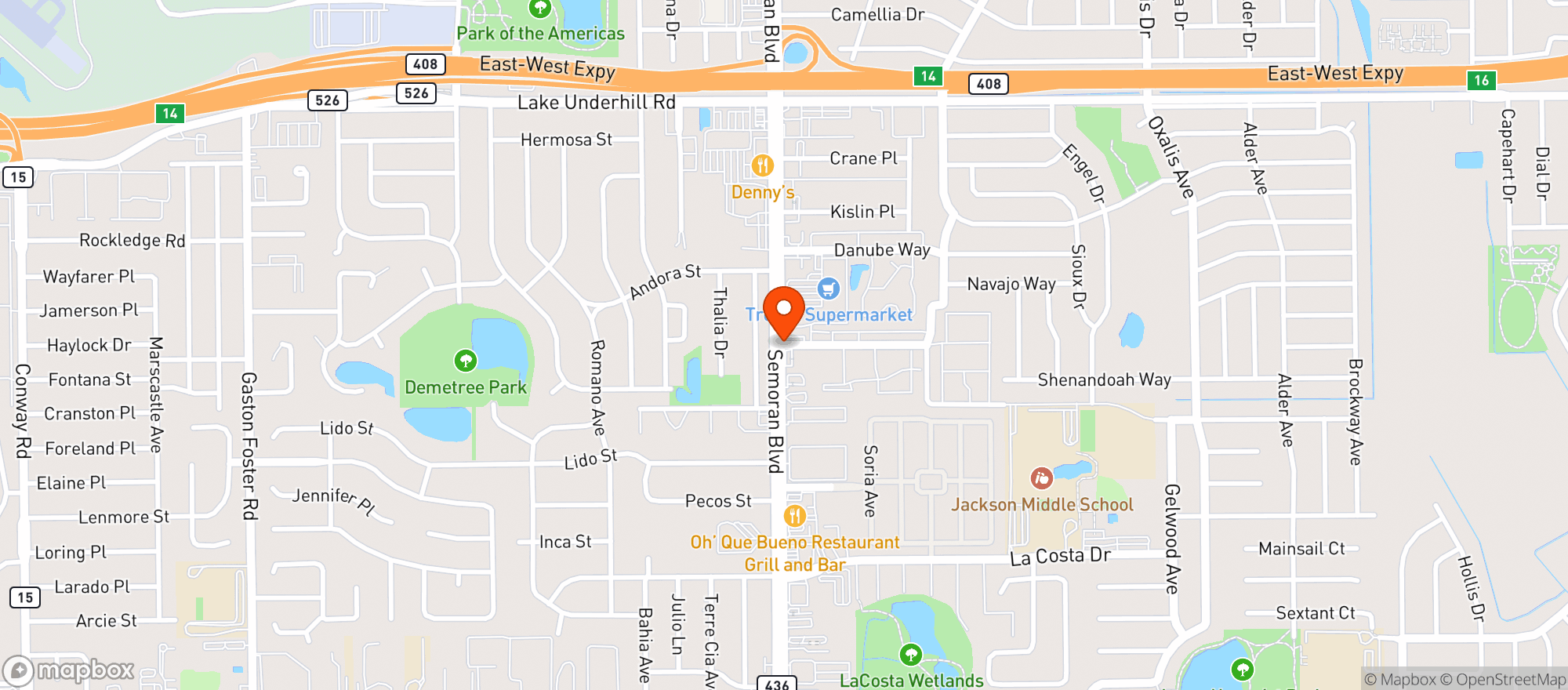 Map showing CIRCLE K (801 S SEMORAN BLVD)