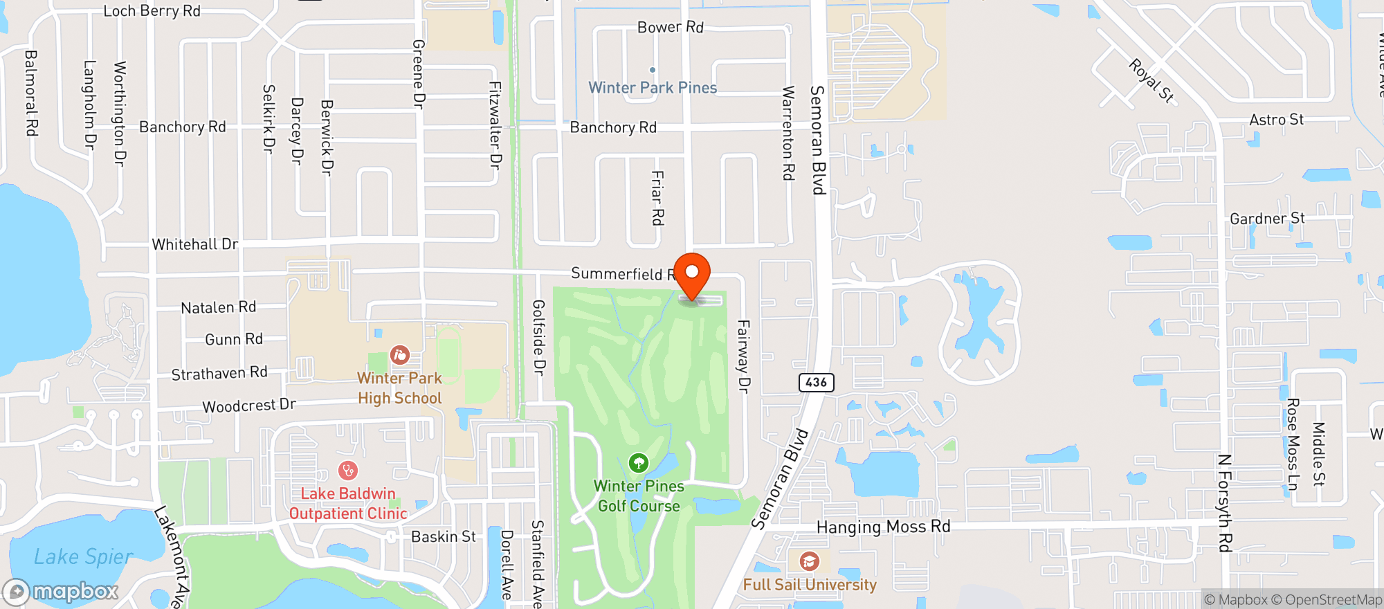 Map showing Winter Pines Golf Club