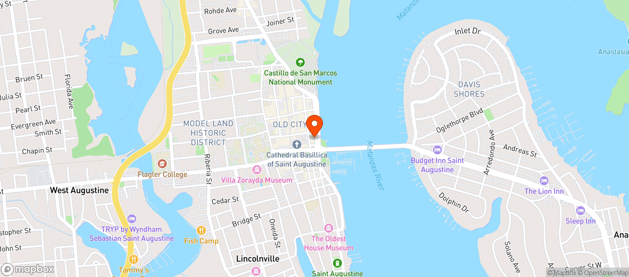 Map showing Harrys Seafood Bar & Grille