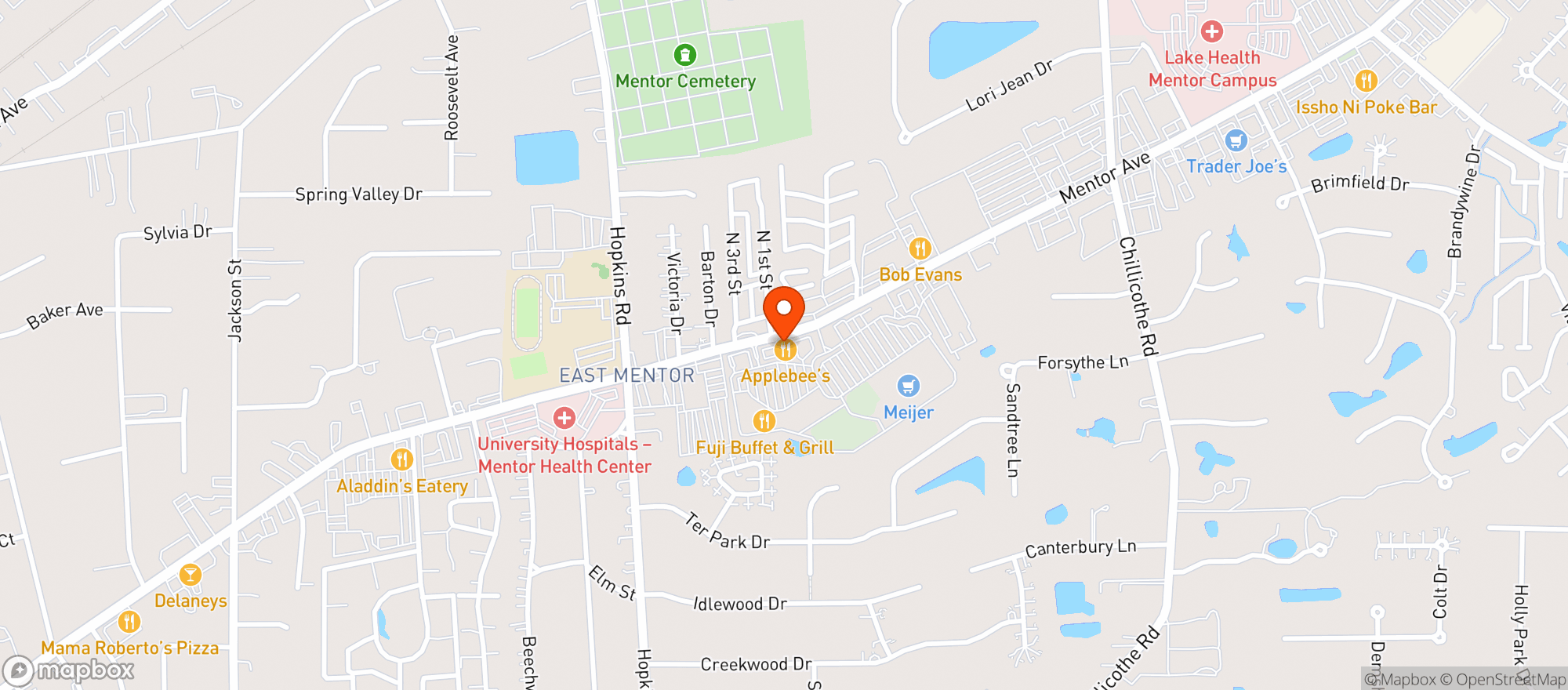 Map showing Applebees Neighborhood Grill & Bar