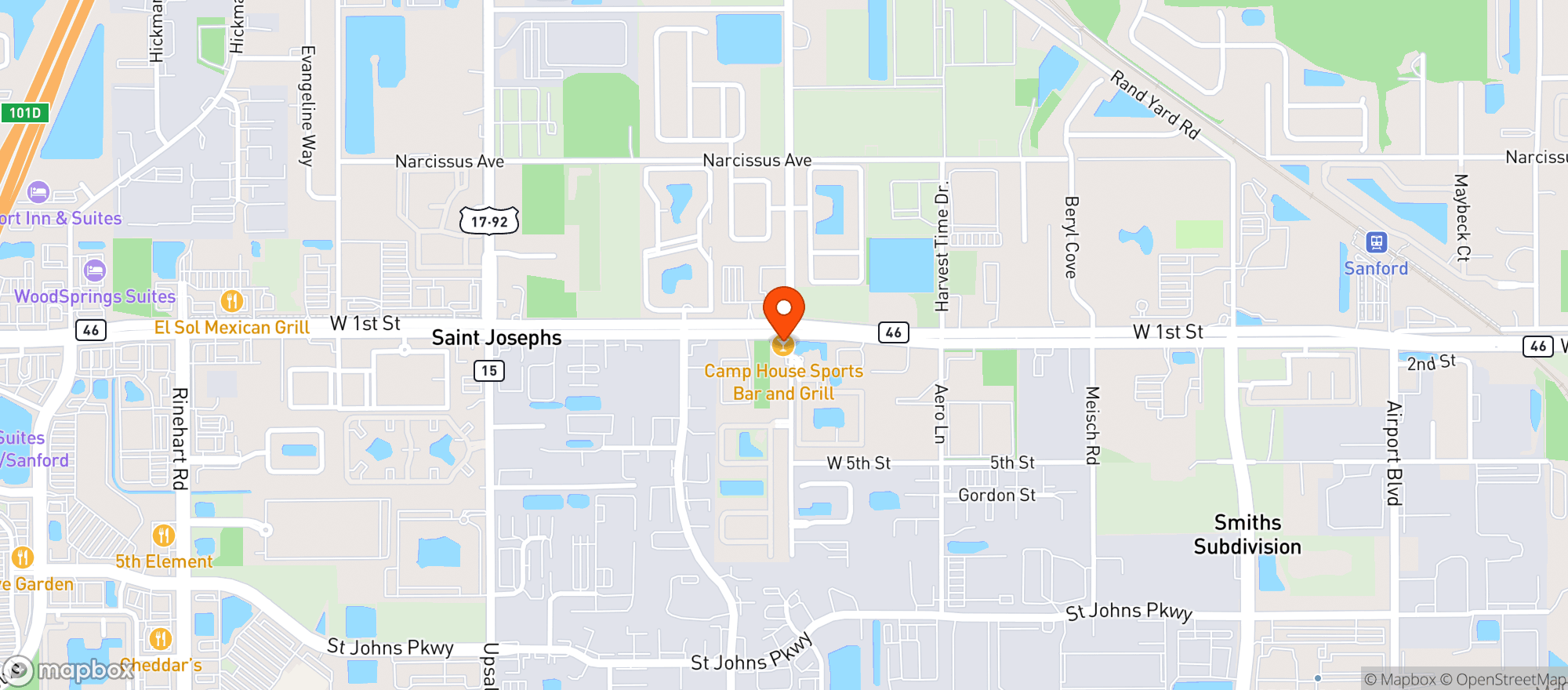 Map showing Camp House Bar And Grill