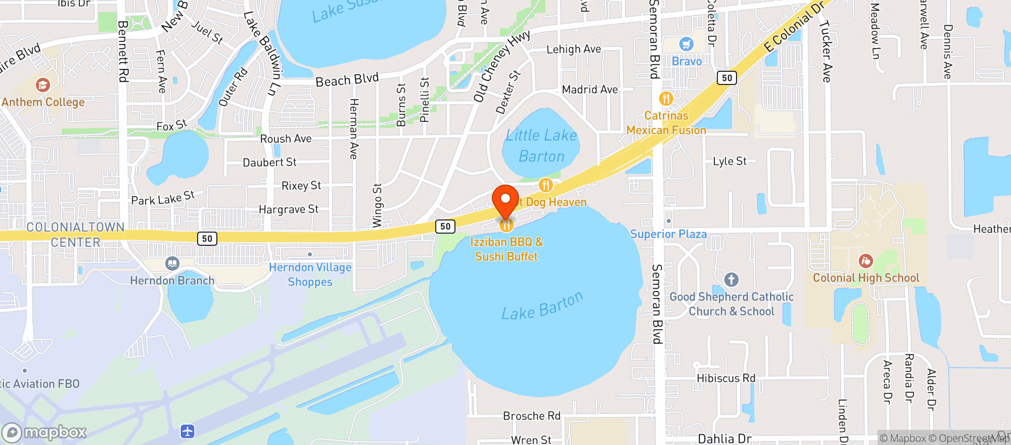 Map showing Izziban Sushi