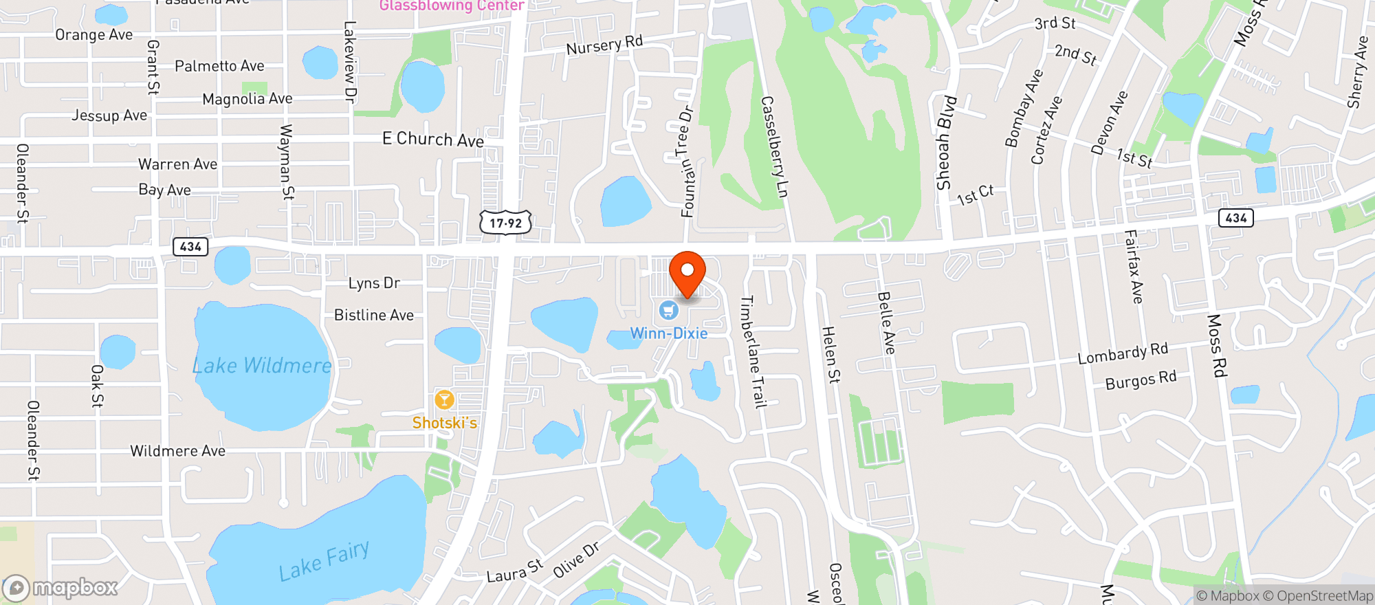 Map showing Winn Dixie - 2273