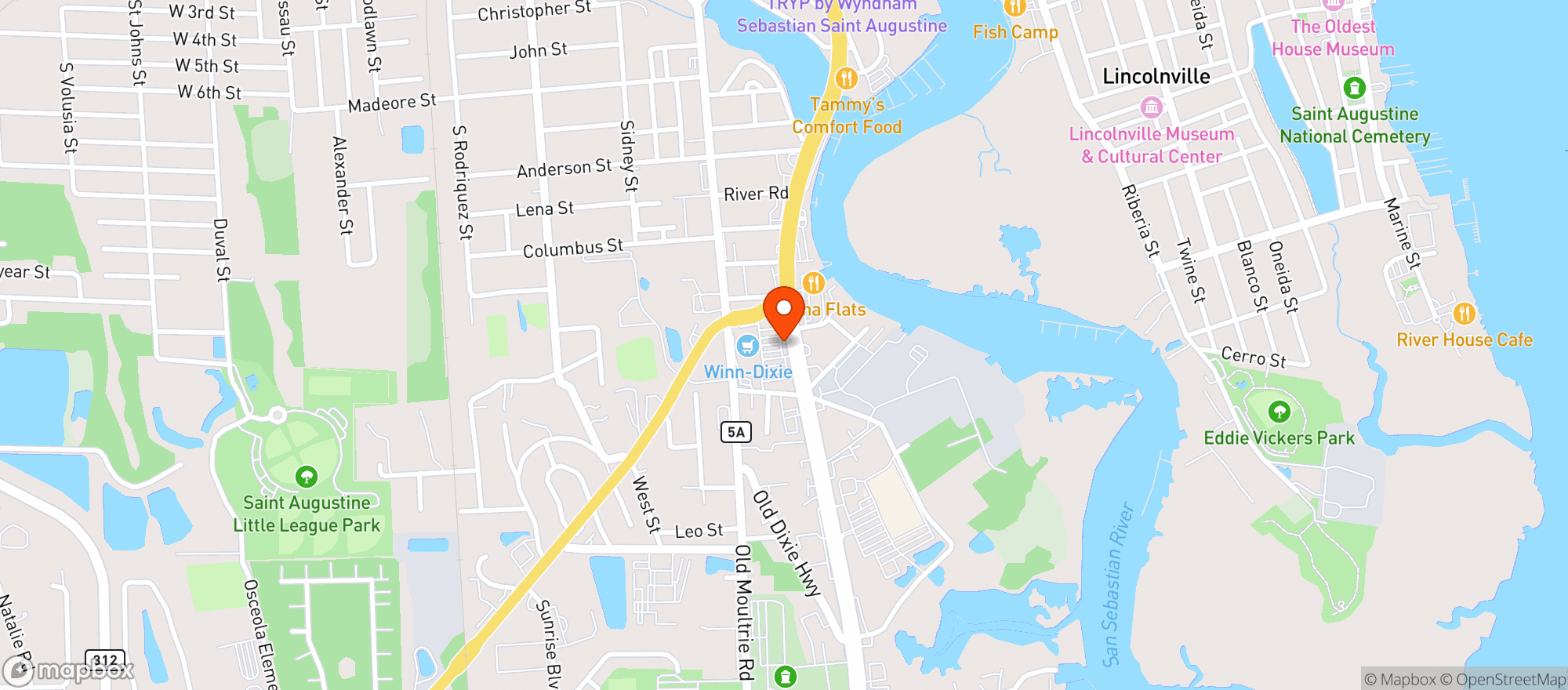 Map showing WINN-DIXIE (ST JOHNS PLAZA)