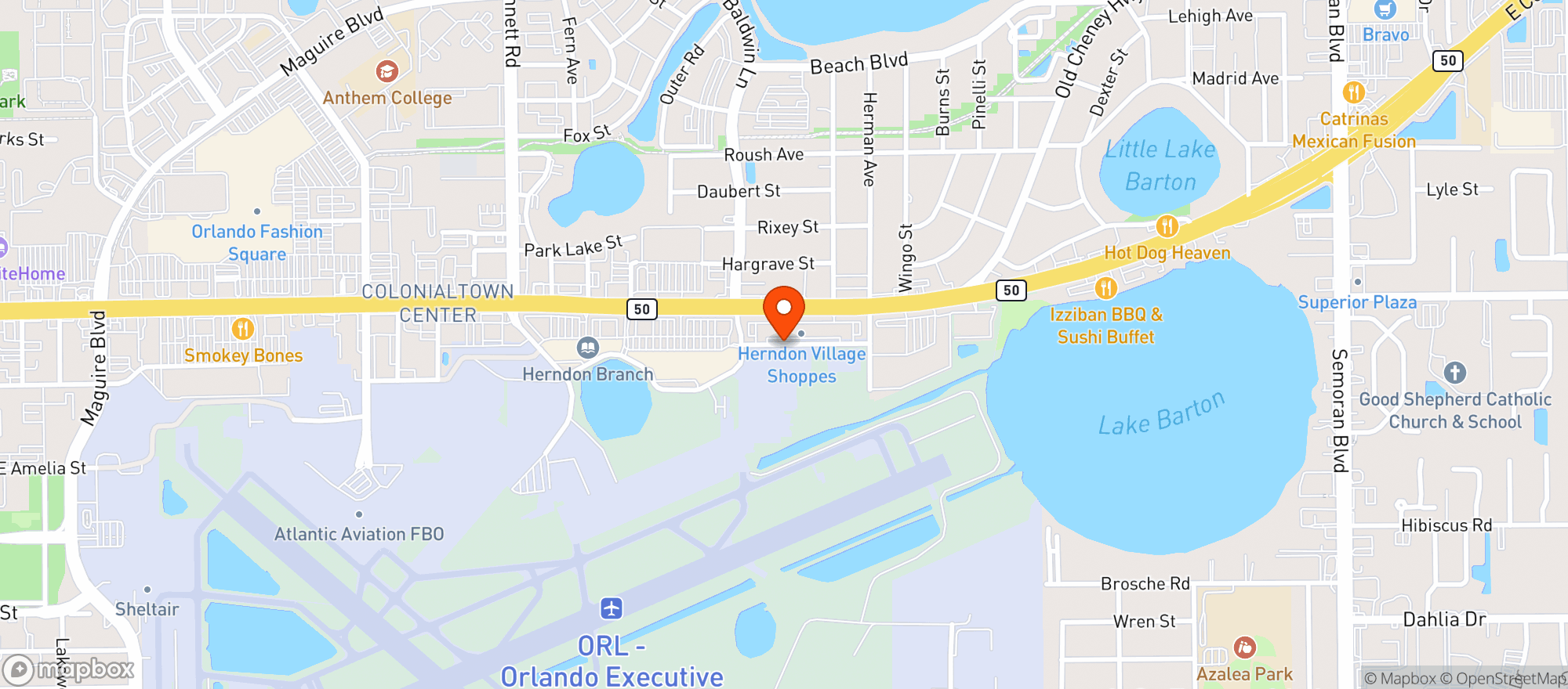 Map showing CHAMBERLINS NATURAL FOODS - EAST ORLANDO - 00100014156