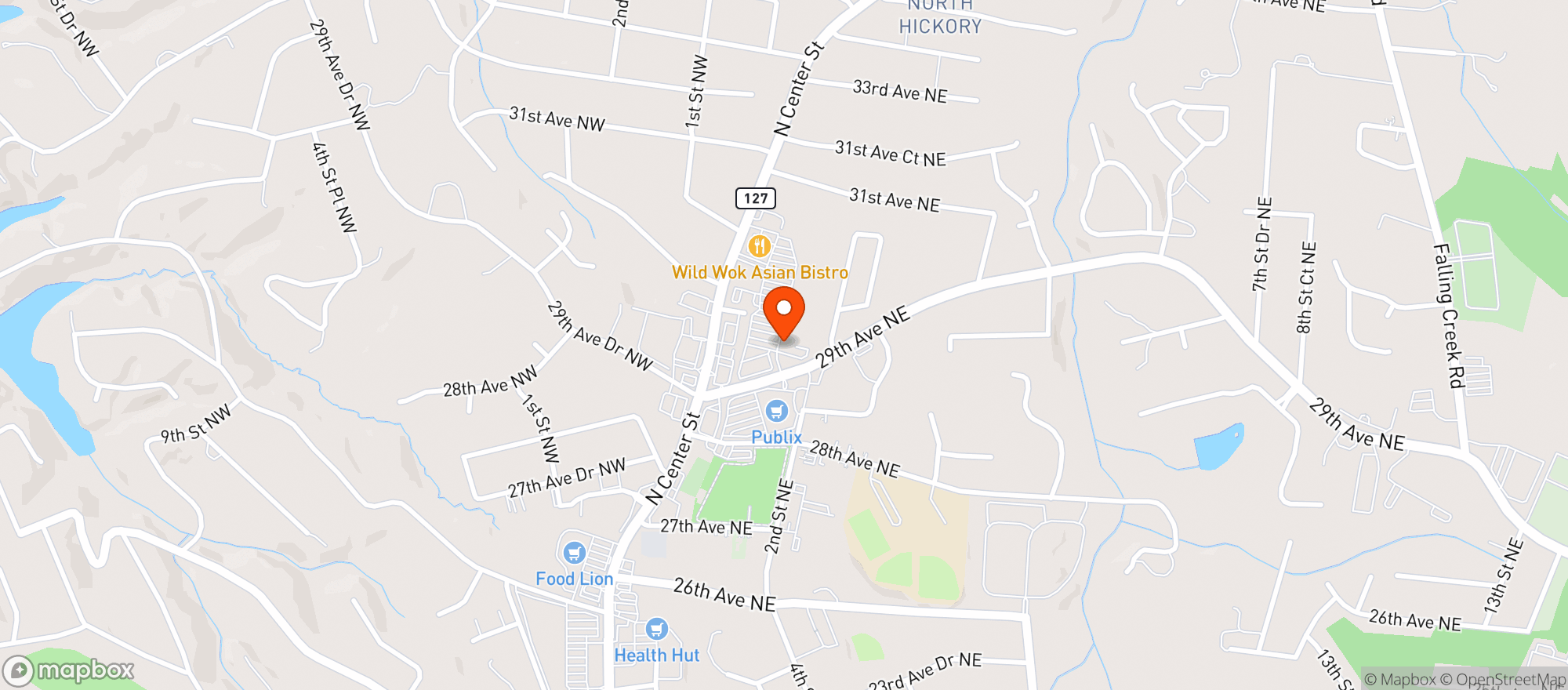 Map showing Hickory Tavern