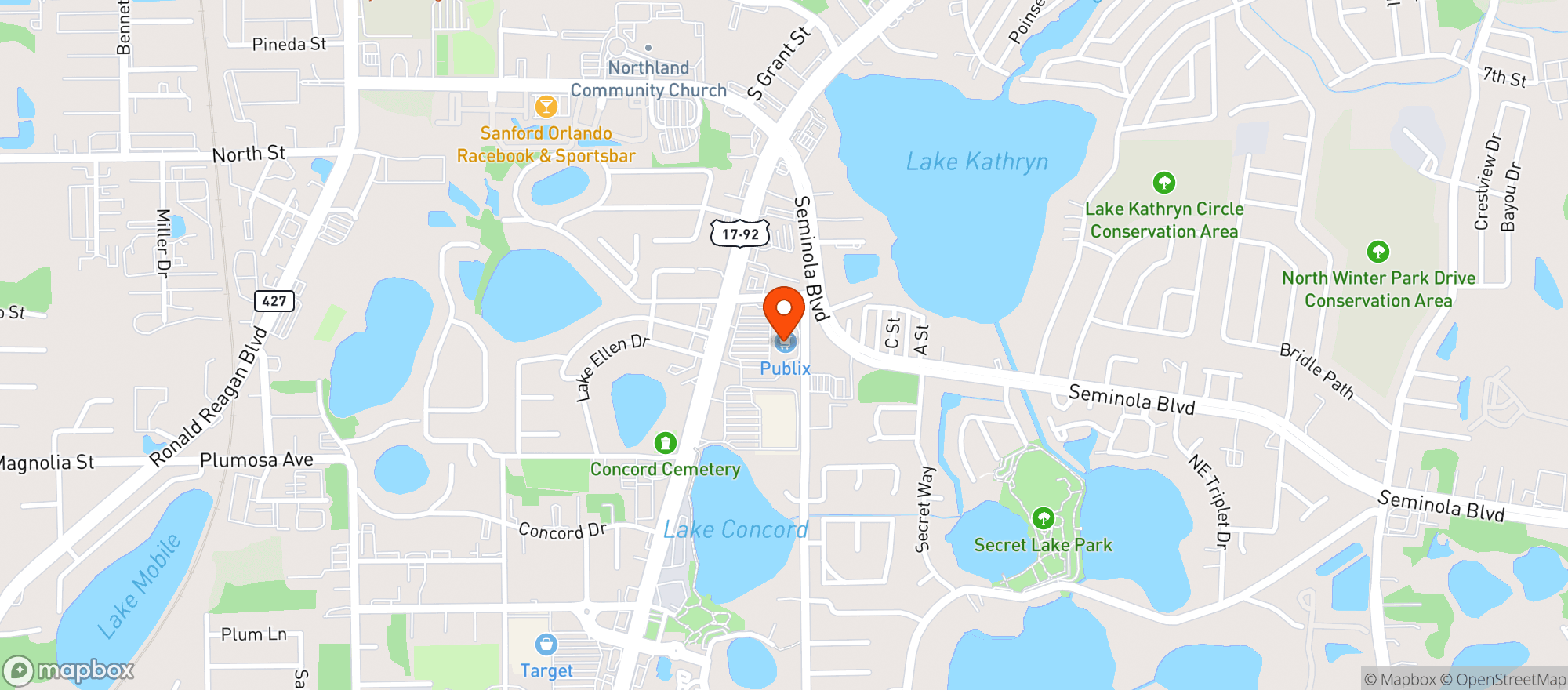 Map showing Publix